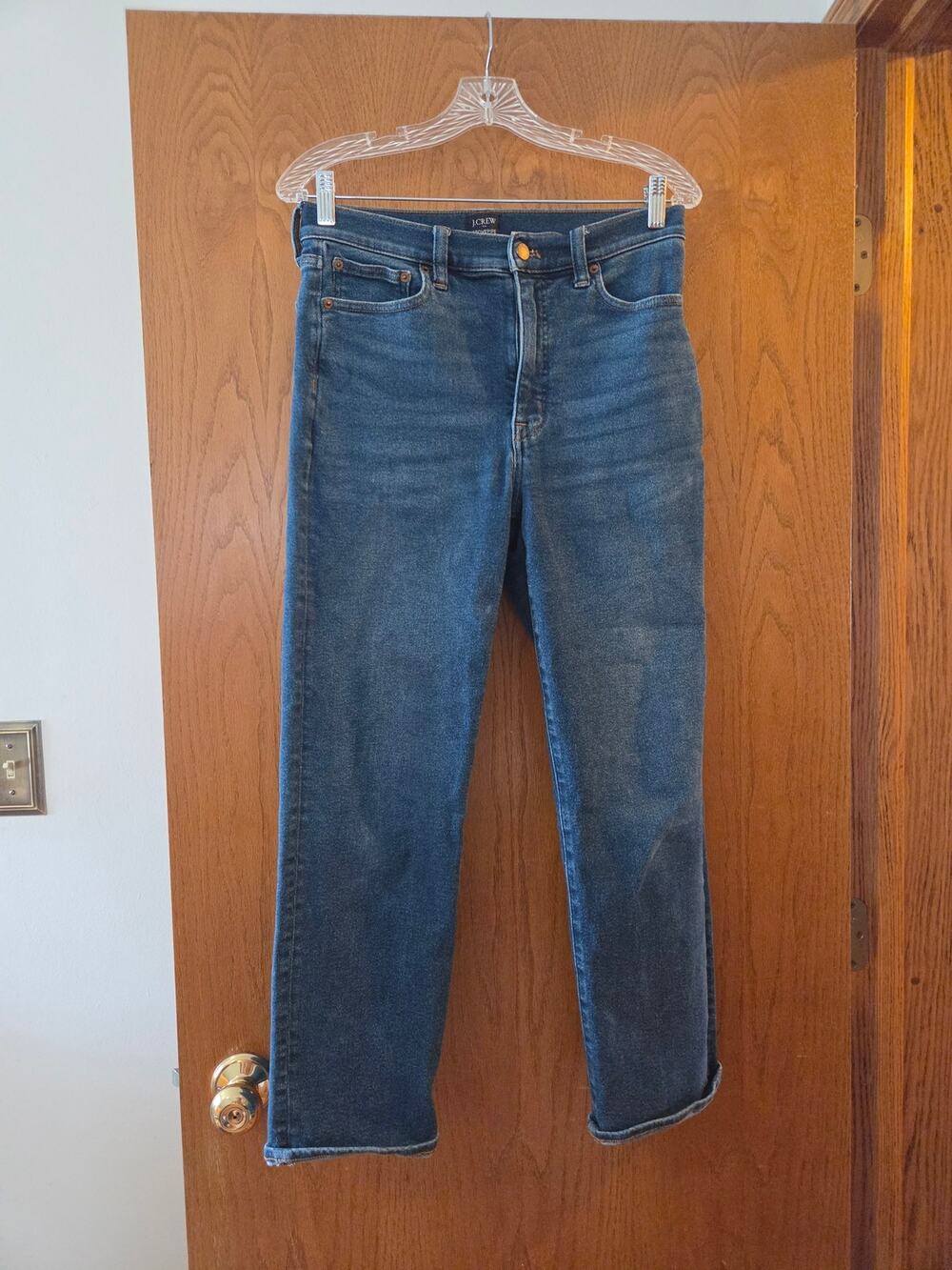 J crew Stovepipe Cotton Blend Blue Jeans Straight Denim Medium Wash 28 GUC